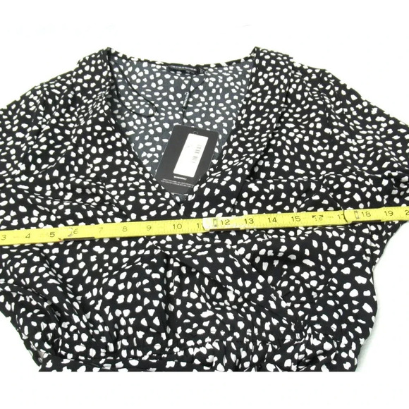 Pretty Little Thing Dalmatian Print Dress Size 10 Wrap Long Sleeve Wrap Tea Belt - Picture 4 of 9